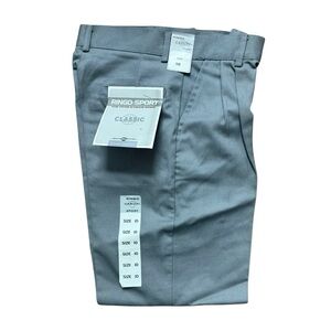 Ringo Sport Vintage Pleated Front Chino Pants Pure Cotton Khakis Boys Sz 10 Gray